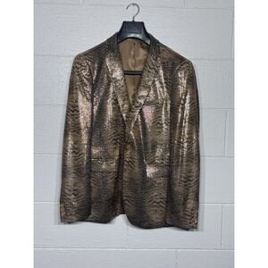 Pronti Collection by Phita Gold Sequin Tiger Print Blazer 40R Party